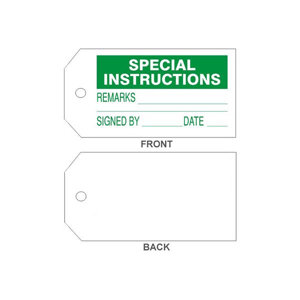 Special Instructions Tags, Tagboard, 6.125X3