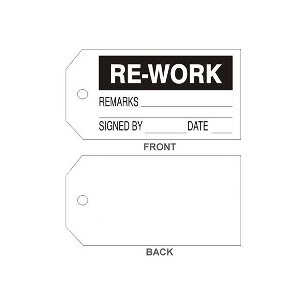 Re-Work Wht/Blk Header Remarks ___ Signed By___ Date ___, Tagboard, 6.125X3