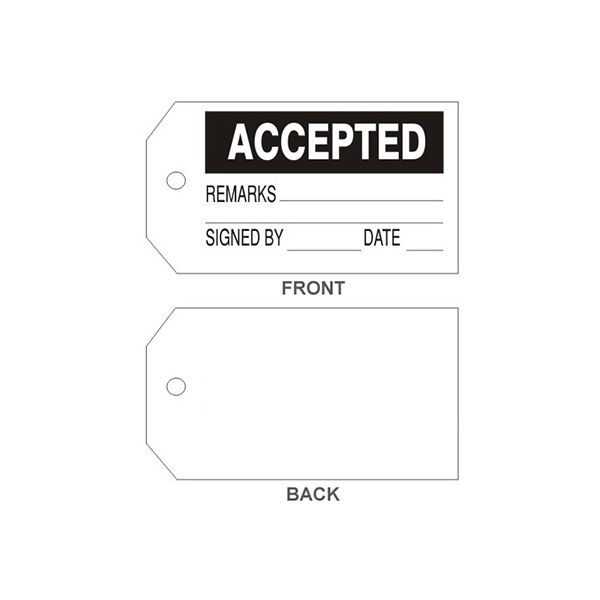 Accepted Tags, Rigid Vinyl, 6.125X3