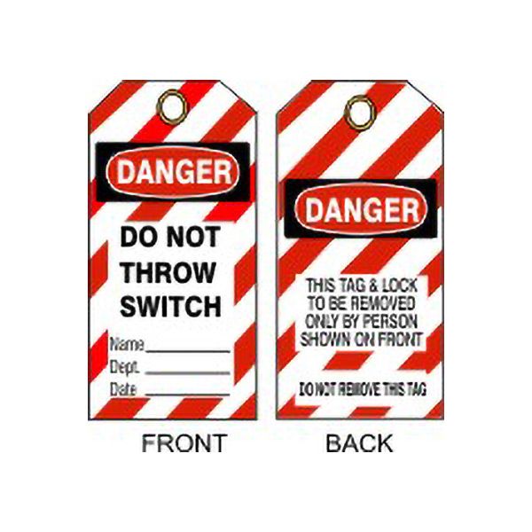 Danger Do Not Throw Switch Tags, Tagboard, 6.125X3
