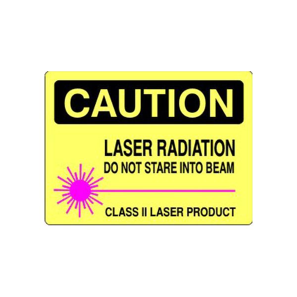 Caution: Caution  - Laser Radiation Do Not Stare Into Beam Picto Of sign, Plastic (.040), 14X20