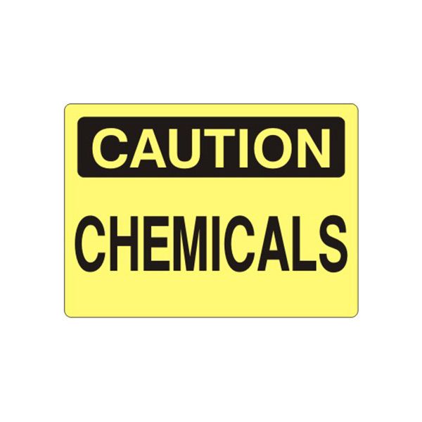 Caution: Chemicals sign, Adhesive Vinyl, 10X14