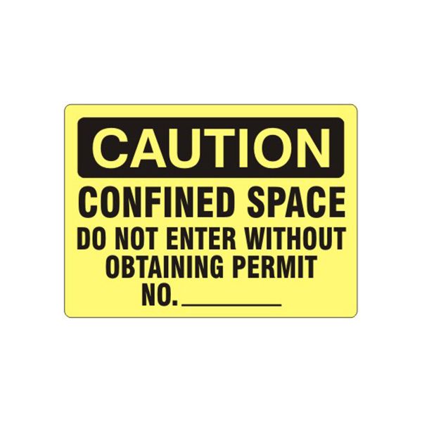 Caution: Confined Space Do Not Enter Without Obtaining Permit No sign, Aluminum (.040), 10X14
