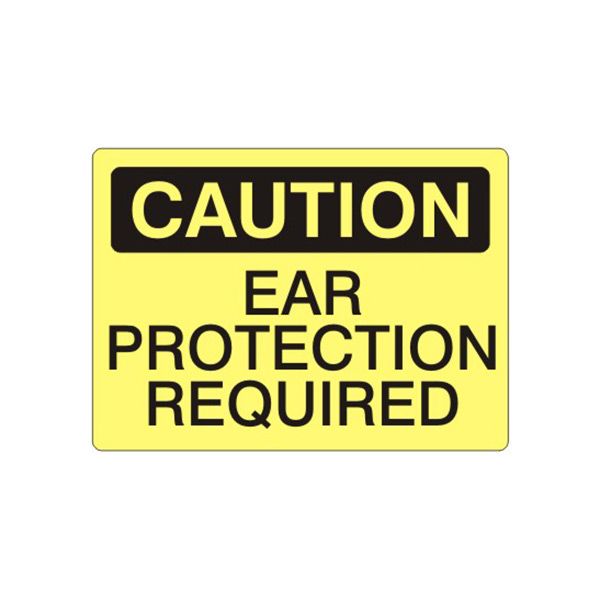 Caution: Ear Protection Required sign, Adhesive Vinyl, 7X10
