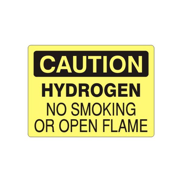 Caution: Hydrogen No Smoking Or Open Flame sign, Aluminum (.040), 10X14