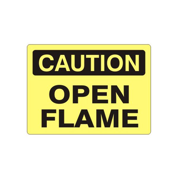 Caution: Open Flame sign, Plastic (.040), 7X10