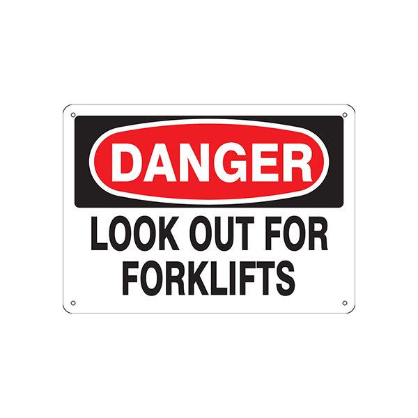 Danger Look Out For Forklifts sign, Aluminum (.040), 10X14