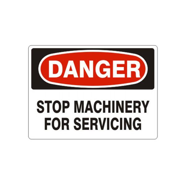 Danger Stop Machinery For Servicing sign, Aluminum (.040), 7X10