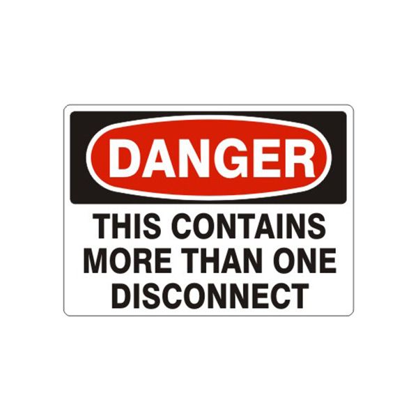 Danger: This Contains More Than One Disconnect sign, Adhesive Vinyl, 7X10