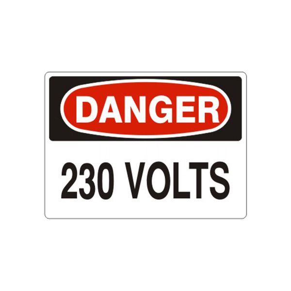 Danger 230 Volts sign, Aluminum (.040), 14X20