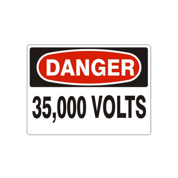 Danger 35,000 Volts sign, Aluminum (.040), 14X20