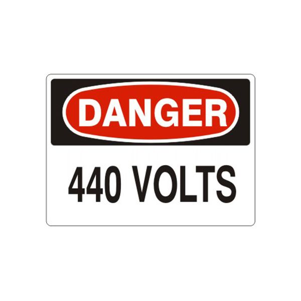 Danger 440 Volts sign, Aluminum (.040), 7X10
