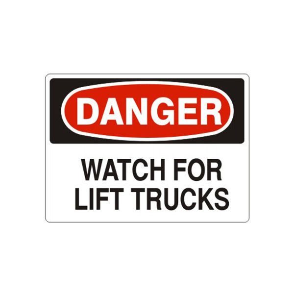 Danger Watch For Lift Trucks sign, Aluminum (.040), 14X20