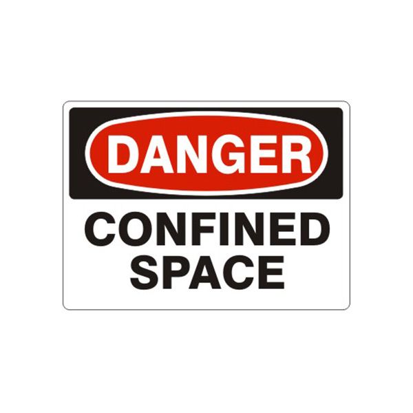 Danger: Confined Space sign, Adhesive Vinyl, 7X10