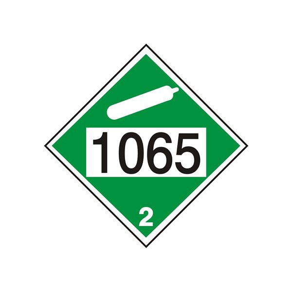 1065 Neon Compressed Non-Flammable Gas  Hazard - Class 2 Dot Placard, Rigid Vinyl, 10.75