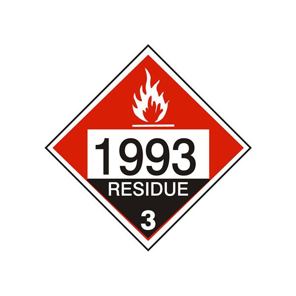1993 Combustible Liquid Residue - Class 3 Placard, Cardstock, 10.75