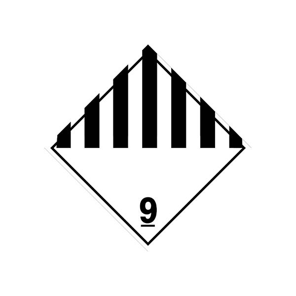 Miscellaneous Dangerous Goods Black Striped - Class 9 Placard, Rigid Vinyl, 10.75