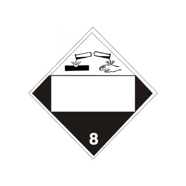 Corrosive Picto - Blank Box - Class 8 Placard, Rigid Vinyl, 10.75