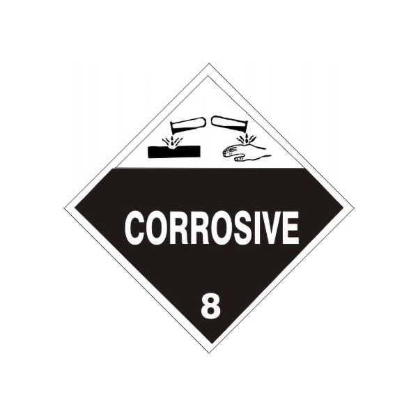 DOT Placard: Corrosive Picto - Class 8 Placard sign, Adhesive Vinyl, 10.75