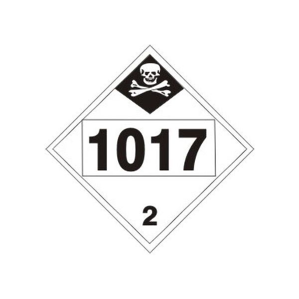 1017 Chlorine Inhalation Hazard - Class 2 Dot Placard, Cardstock, 10.75