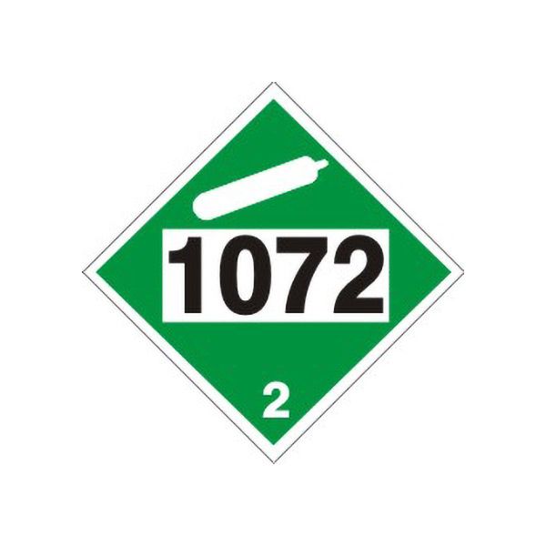 1072 Oxygen Compressed Non-Flammable Gas - Class 2 Dot Placard, Magnetic, 10.75