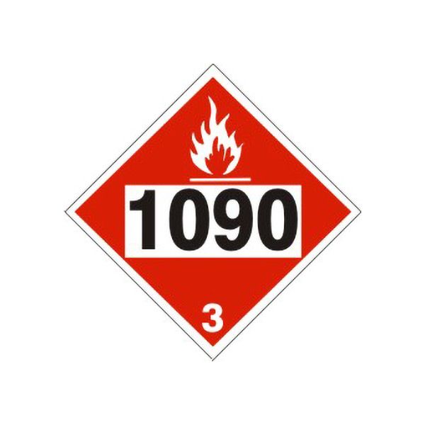 1090 Acetone - Class 3 Placard, Cardstock, 10.75