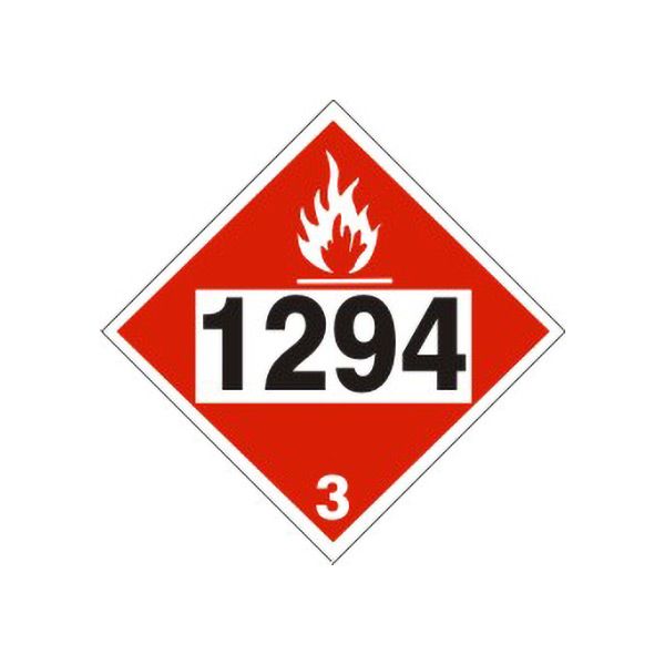 1294 Toluene - Class 3 Placard, Cardstock, 10.75