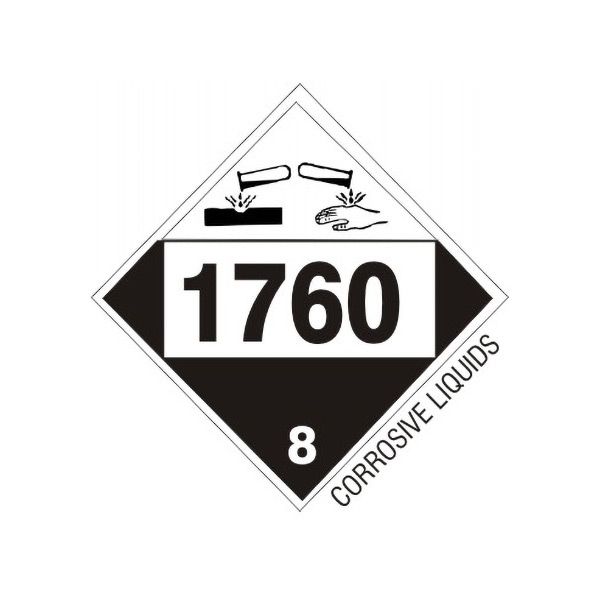 1760 Corrosive Liquids - Class 8 Placard, Cardstock, 10.75