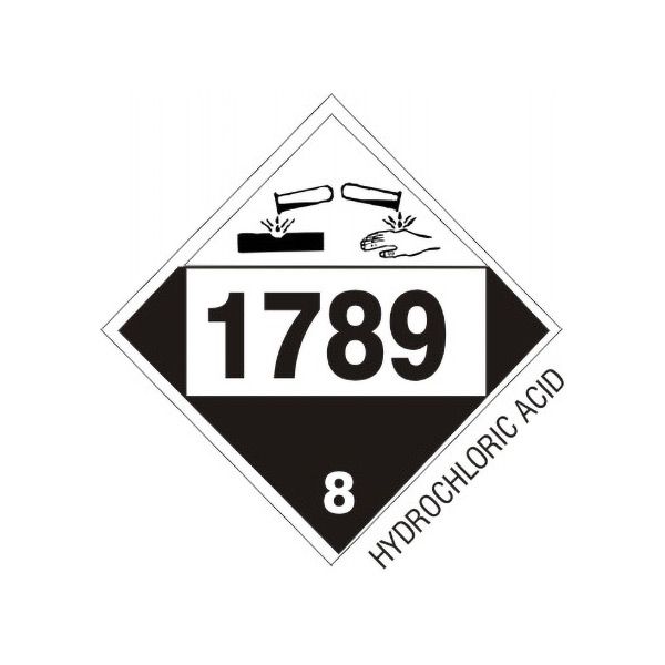 1789 Hydrochloric Acid - Class 8 Placard, Rigid Vinyl, 10.75