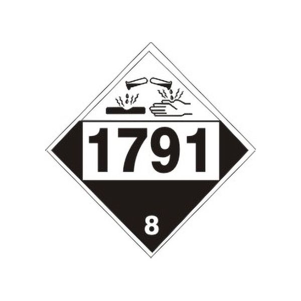 1791 Hypochlorite Solutions, N.O.S. - Class 8 Placard, Rigid Vinyl, 10.75