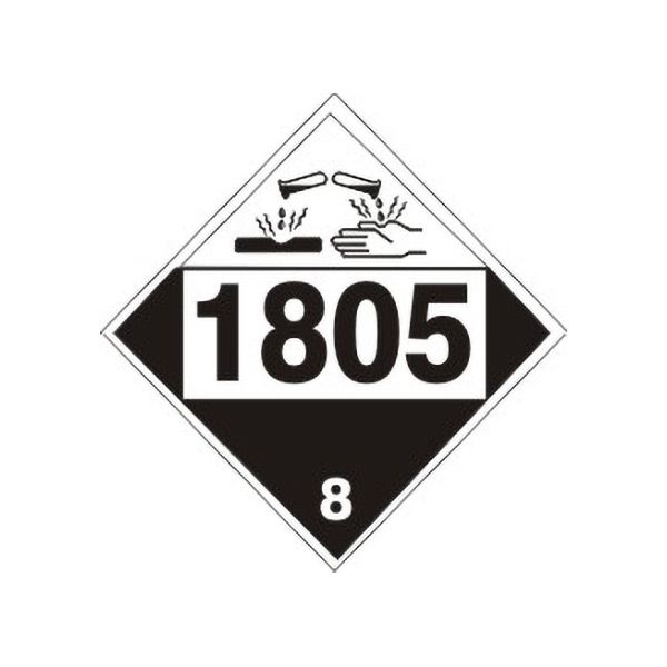 1805 Phosphoric Acid - Class 8 Placard, Rigid Vinyl, 10.75
