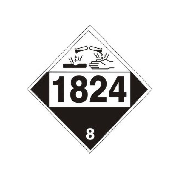 1824 Sodium Hydroxide Solution - Class 8 Placard, Rigid Vinyl, 10.75