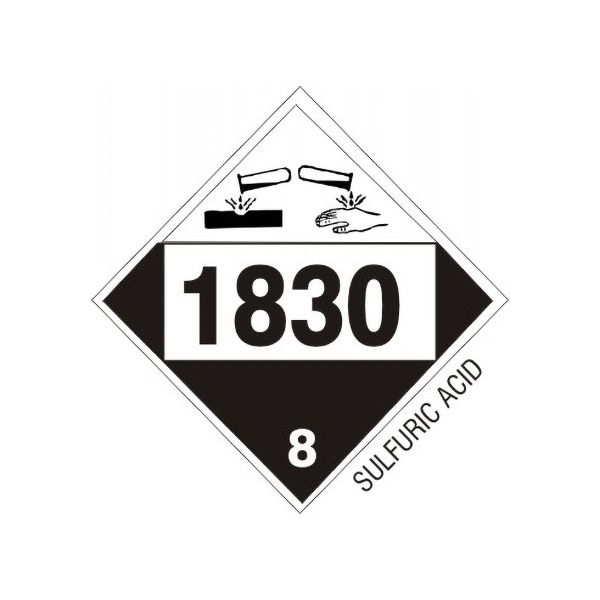 1830 Sulfuric Acid - Class 8 Placard, Cardstock, 10.75