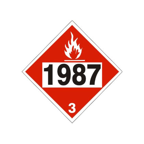 1987 Alcohol, Denatured Alcohol - Class 3 Placard, Cardstock, 10.75