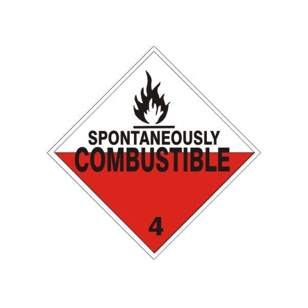 Spontaneously Combustible Fire Picto - Class 4 Placard, Cardstock, 10.75