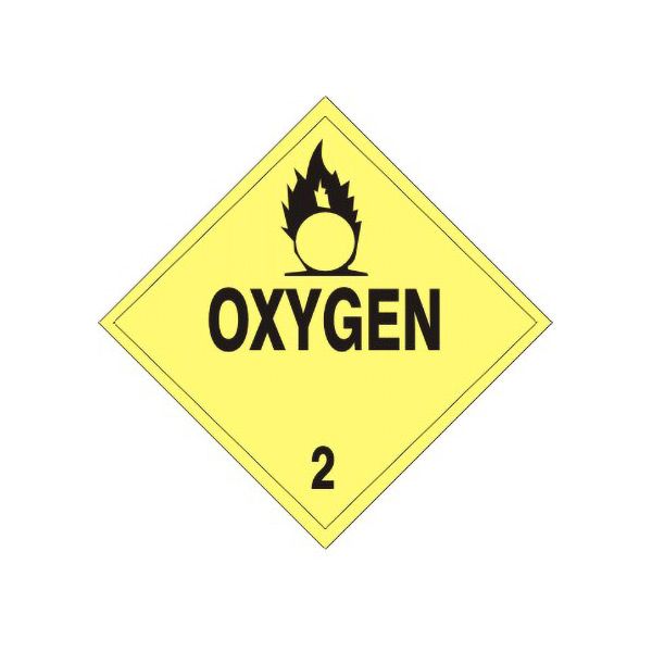Oxygen - Class 2 Dot Placard, Magnetic, 10.75