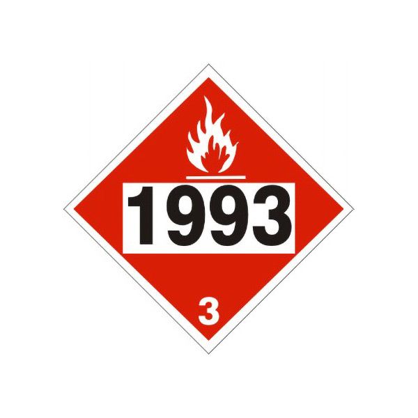 1993 Flammable Liquid, Combustible Liquid - Class 3 Placard, Cardstock, 10.75