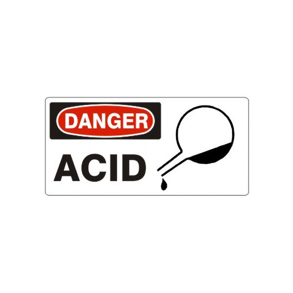Danger Acid Beaker Picto sign, Aluminum (.040), 7X17