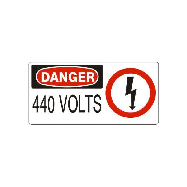 Danger 440 Volts With Lightning Picto sign, Aluminum (.040), 7X17