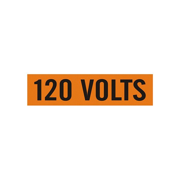 120 Volts - Pipe Marker sign, Adhesive Vinyl, 1.125X4.5