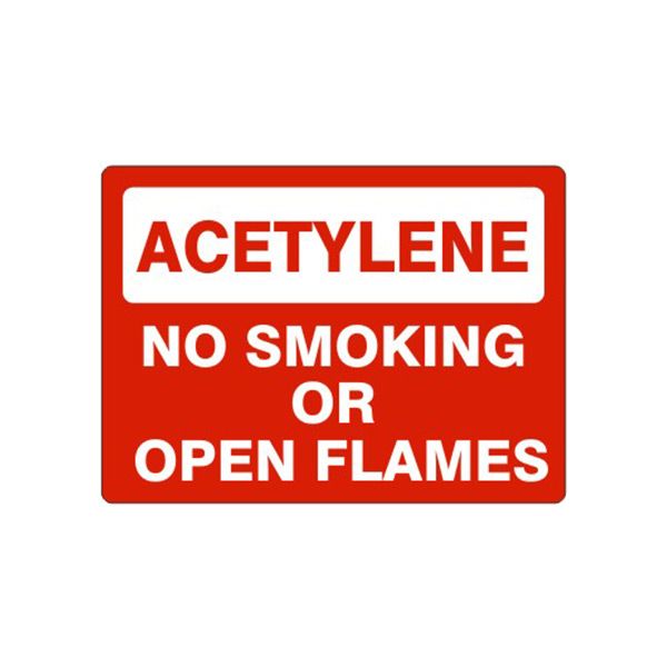 Acetylene No Smoking Or Open Flames sign, Aluminum (.040), 14X20