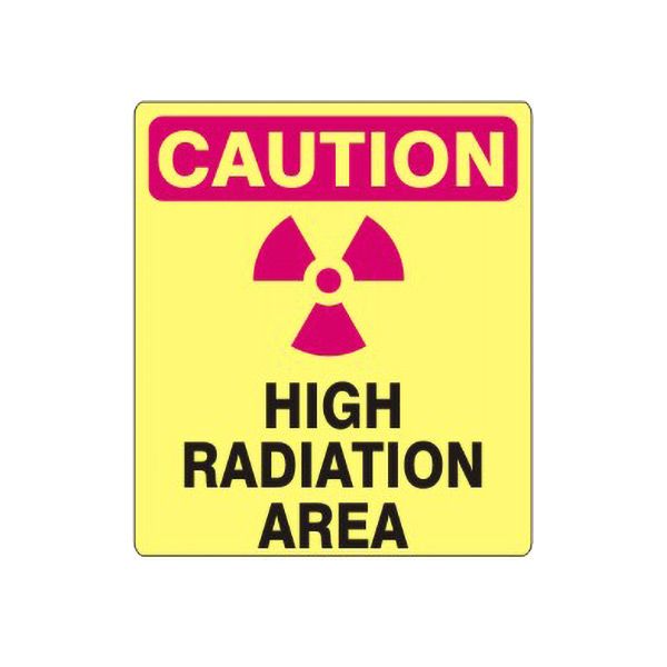Caution-High Radiation Area  Radiation Symbol sign, Aluminum (.040), 10X7