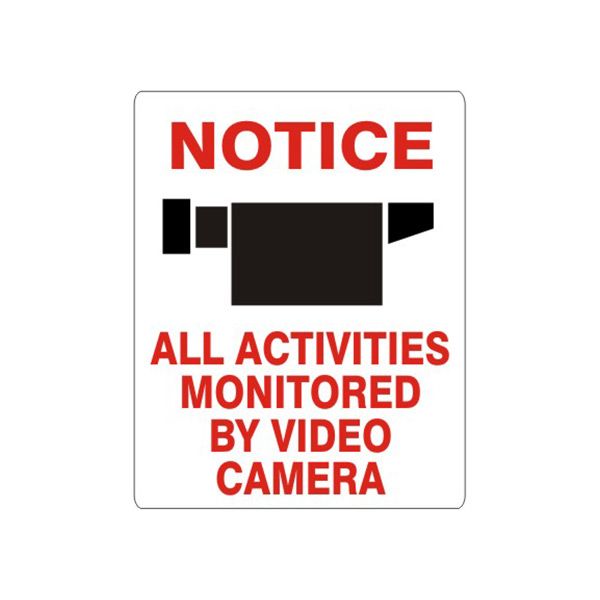 Notice Camera Picto All Activities Monitored By Video Camera, Plastic (.040), 10X14