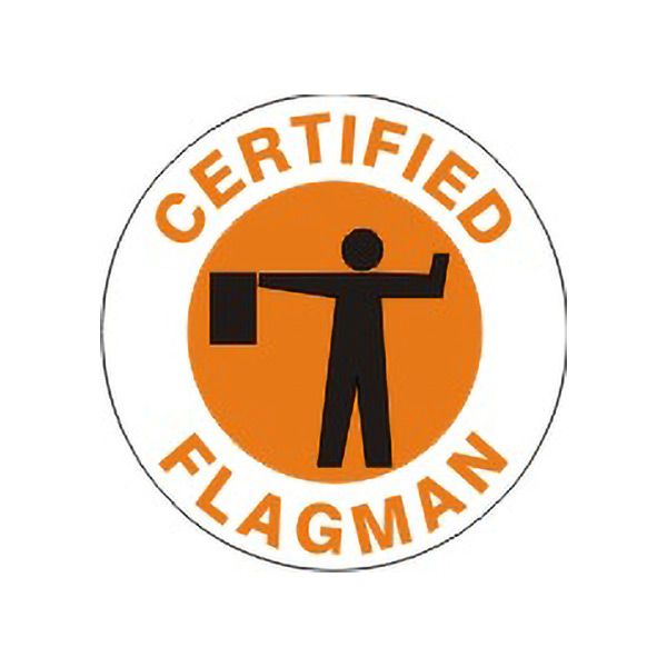 Certified Fied Flagman With  Picto – Helmet / Hard Hat Markers, Reflective Adhesive Vinyl, 2X2