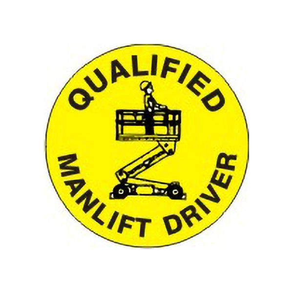 Qualified Manlift Driver  – Helmet / Hard Hat Markers, Reflective Adhesive Vinyl, 2X2