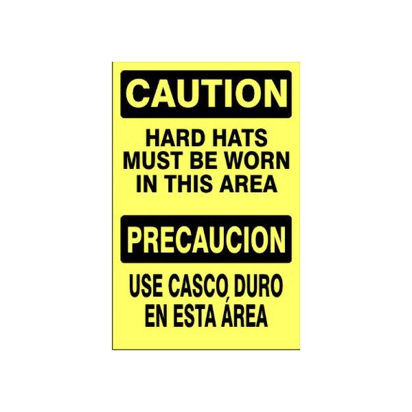 Hard Hats Must Be Worn In This Area Precaucion Use - Caution Sign sign, Adhesive Vinyl, 14X10
