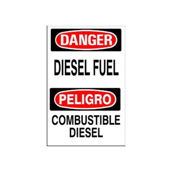 Diesel Fuel Peligro Combustible Diesel - Danger Sign sign, Adhesive Vinyl, 14X20