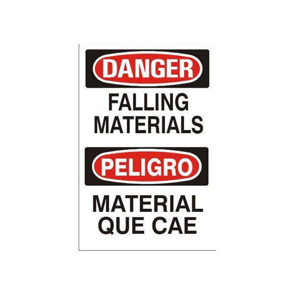 Falling Materials Peligro Material Que Cae - Danger Sign sign, Adhesive Vinyl, 20X14