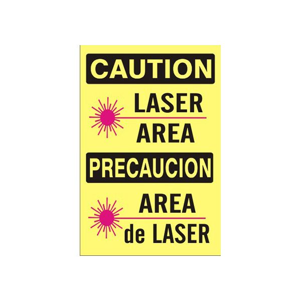 Laser Area Precaucion Area De Laser - Caution Sign sign, Adhesive Vinyl, 14X10