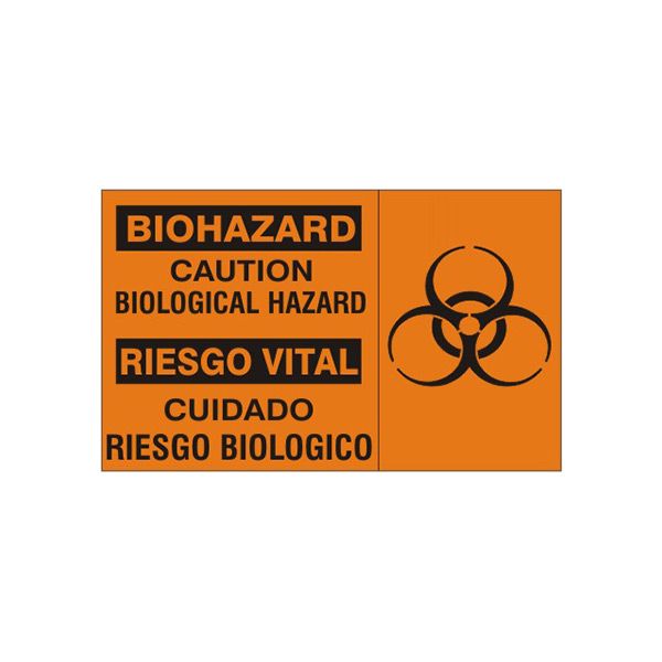 Biohazard Caution Biological Hazard Riesgo Vital Cuidado Reisgo Biologico Biohazard, Plastic (.040), 10X14